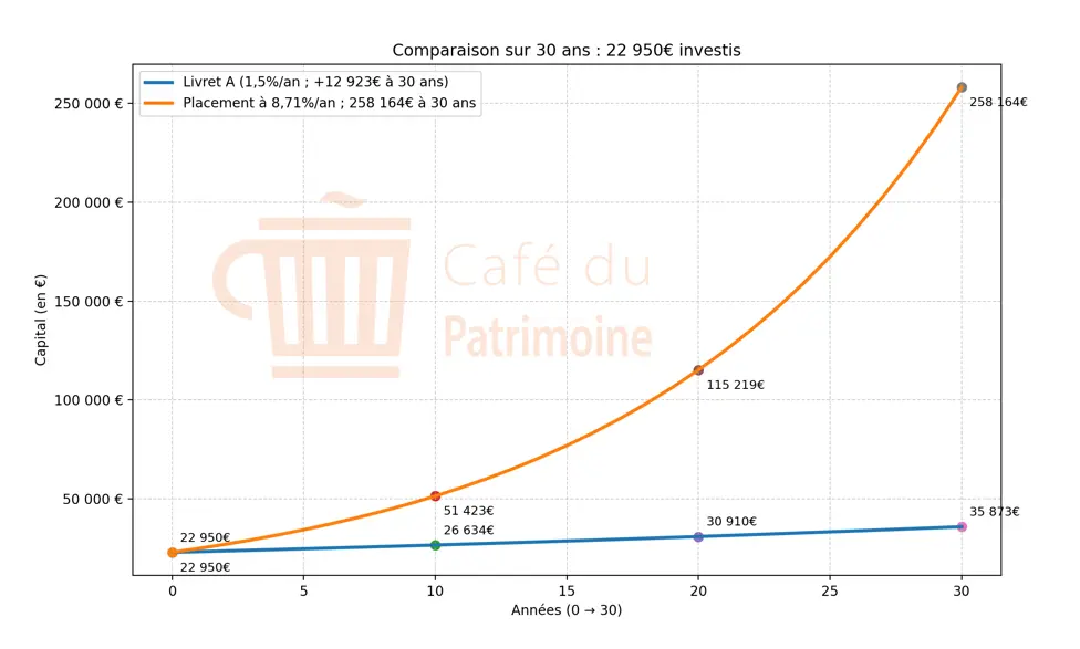 comparaison MSCI world livret A 30 ans Cafe du patrimoine